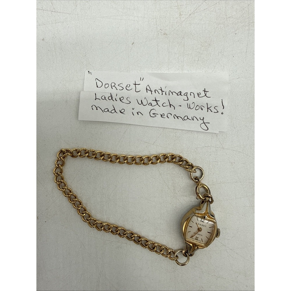 Dorset Antimagnet Ladies Gold Tone Bracelet Watch Germany Works Needs Battery